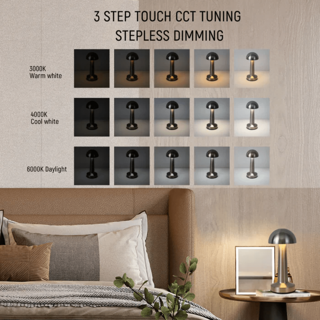 TKLD Table & Floor Lamps Rechargeable Steel Mushroom Table Lamp - 1.5W