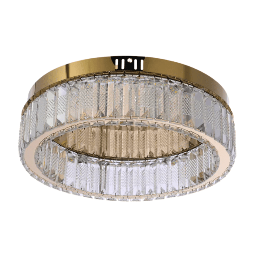 TKLD Pendant & Chandeliers Ring Crystal Gold Flush Ceiling Chandelier Light with Remote Control 3 Colour - D400/D500