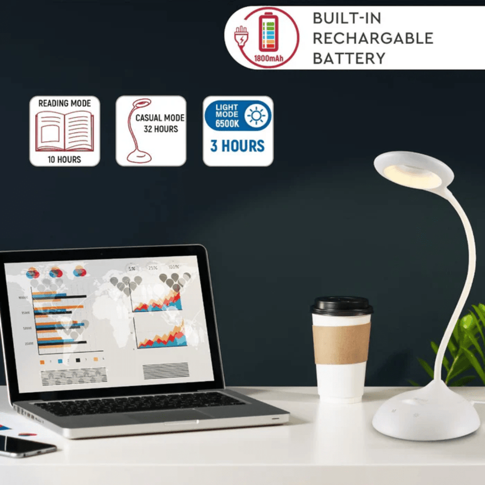 TKLD Table & Floor Lamps Ringo Rechargeable Desk Light With 5 Dimmable And Colour Modes