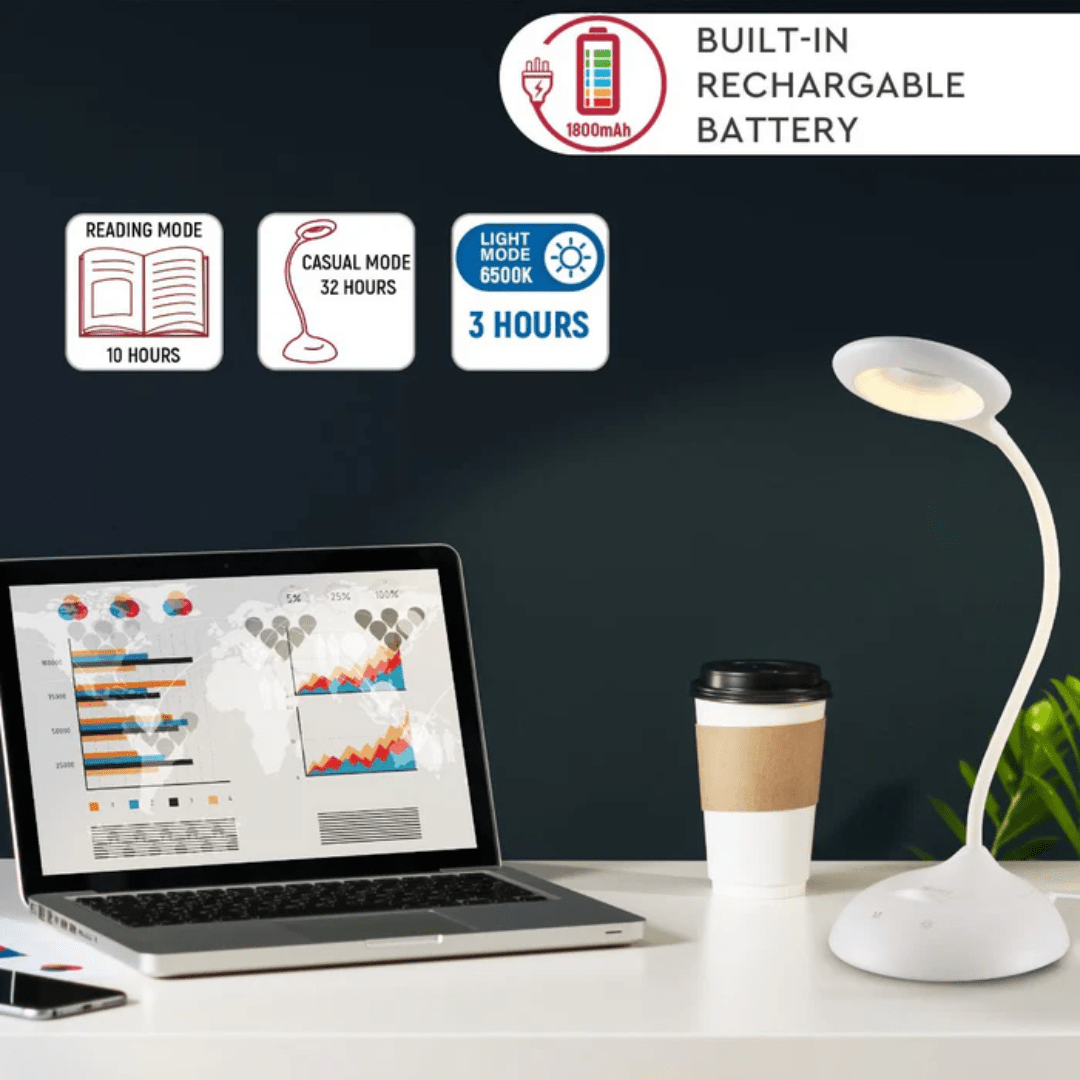 TKLD Table & Floor Lamps Ringo Rechargeable Desk Light With 5 Dimmable And Colour Modes