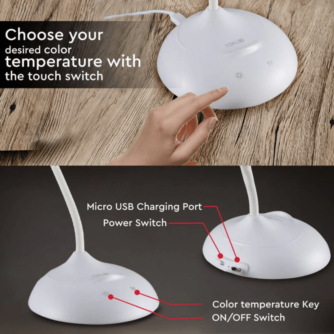 TKLD Table & Floor Lamps Ringo Rechargeable Desk Light With 5 Dimmable And Colour Modes