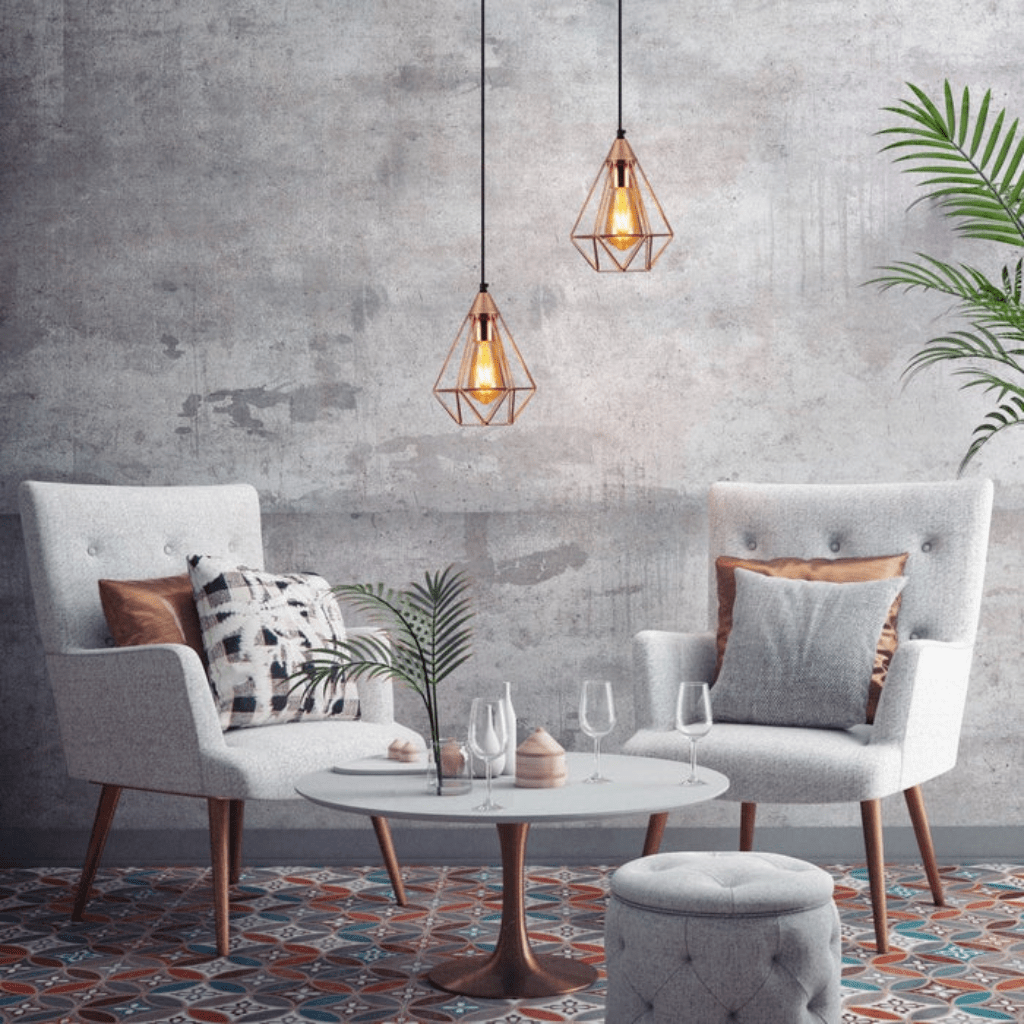 TKLD Pendant & Chandeliers Rose Gold Metal Cage Pendant Ceiling Light E27 - 190mm