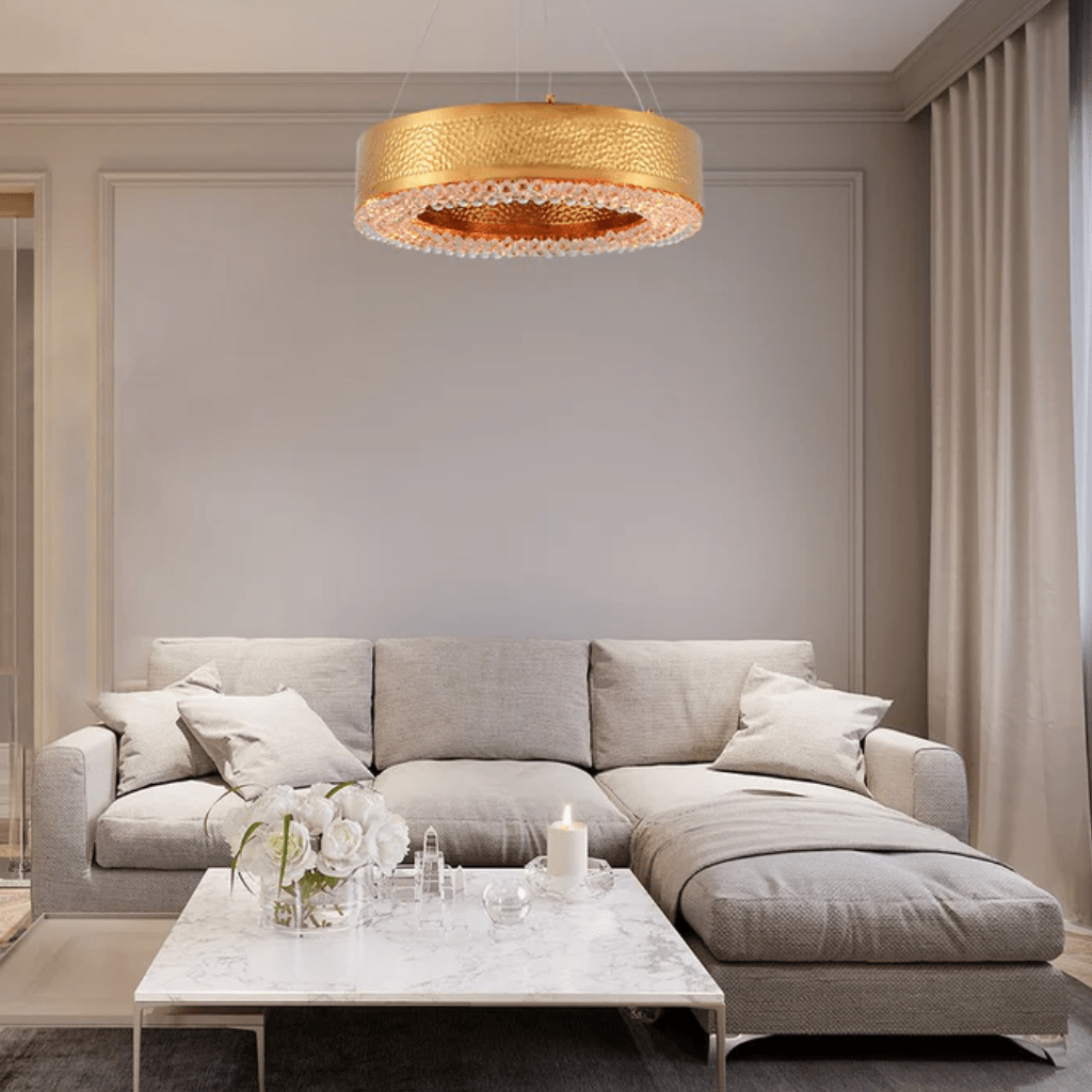 TKLD Pendant & Chandeliers Round Ball Crystal Gold Metal E14 Chandelier Ceiling Light - D600 mm