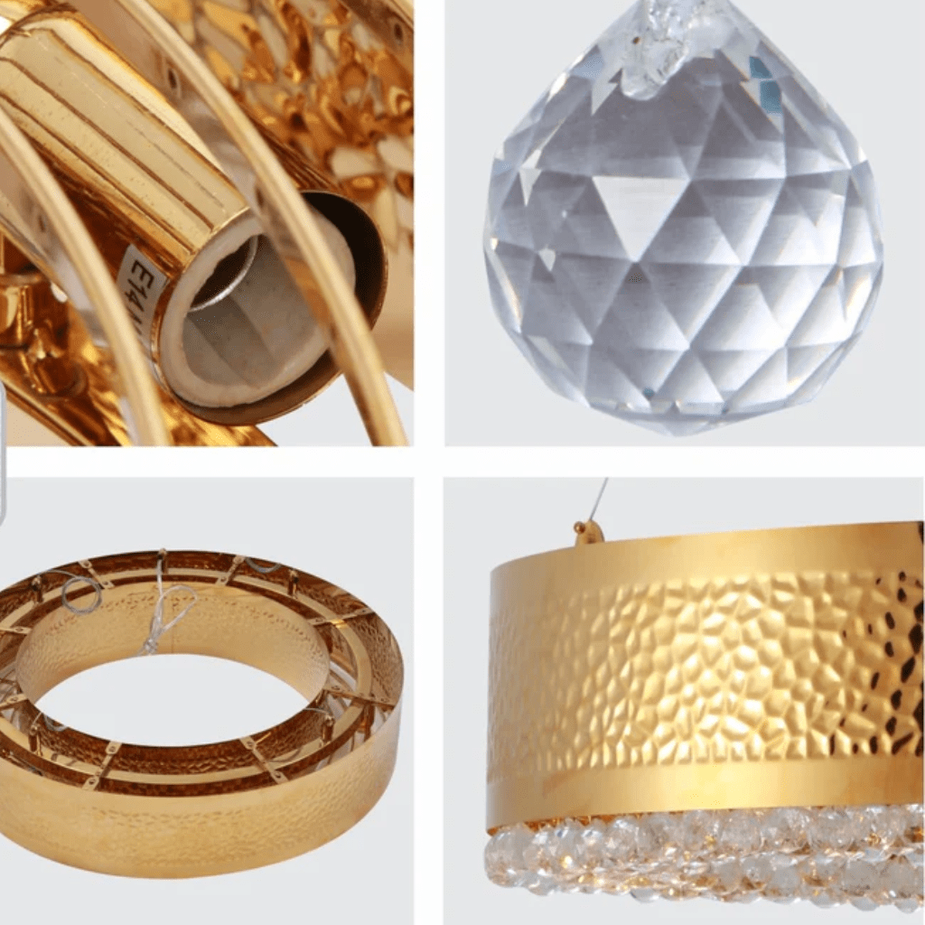 TKLD Pendant & Chandeliers Round Ball Crystal Gold Metal E14 Chandelier Ceiling Light - D600 mm