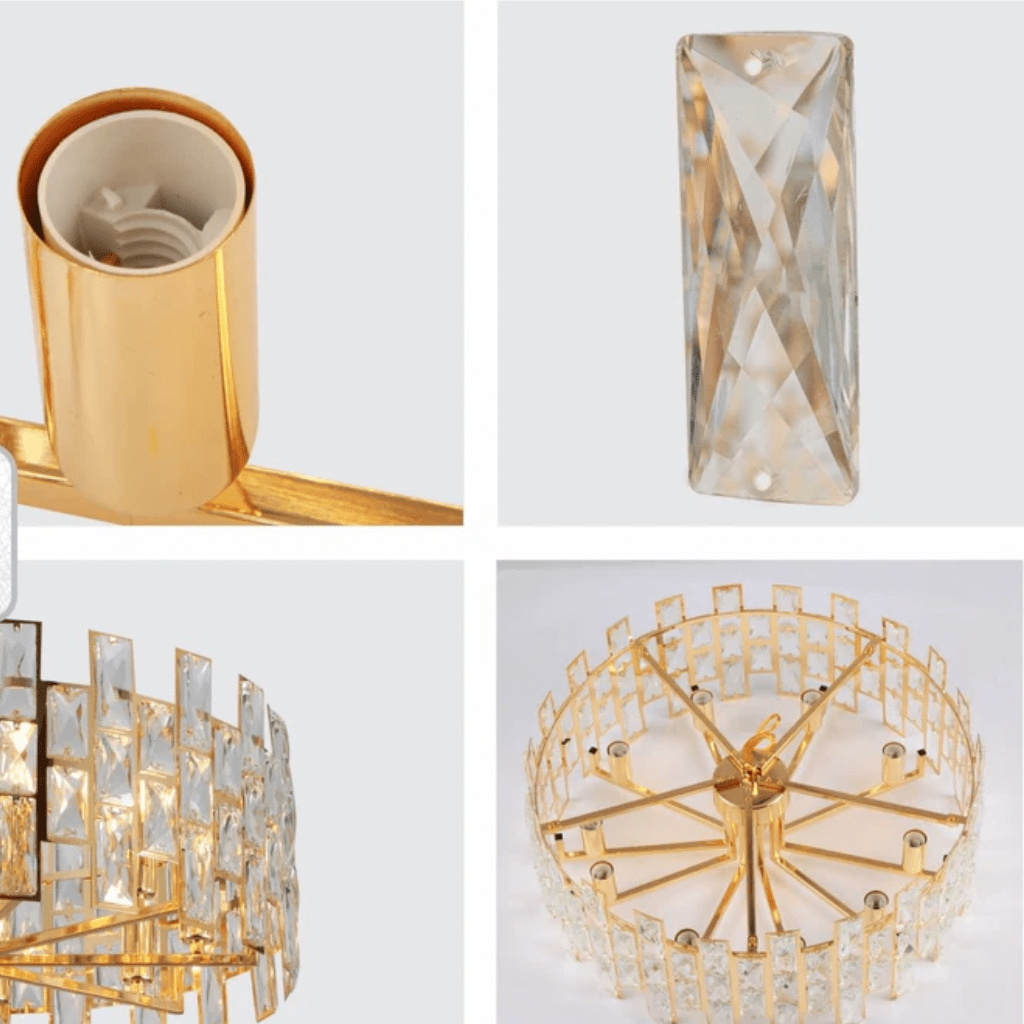 TKLD Pendant & Chandeliers Round Coffin Stone Gold Metal Castle Type Chandelier E14 Ceiling Light - 580mm