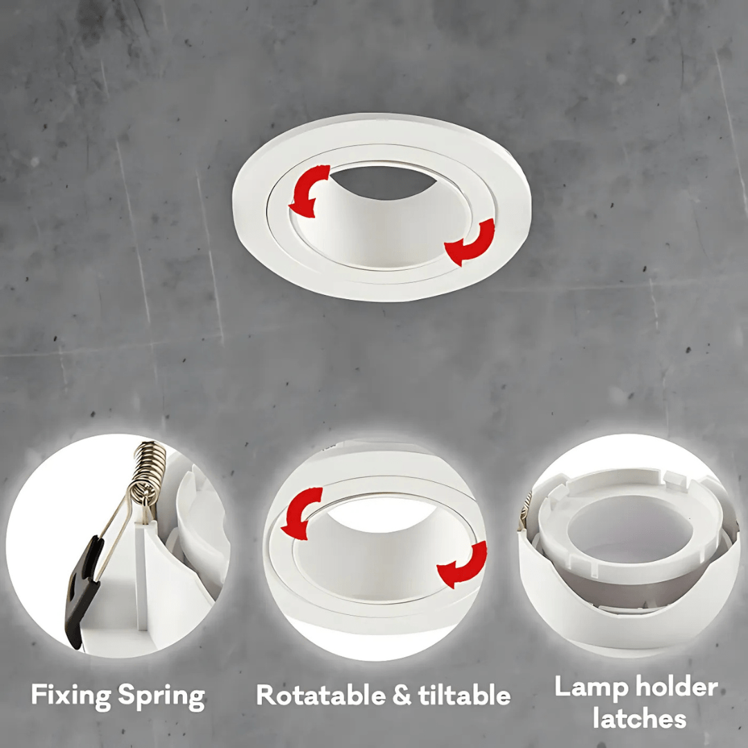 TKLD Ceiling Lights Round Polycarbonate Tilt Recessed Ceiling Light - GU10