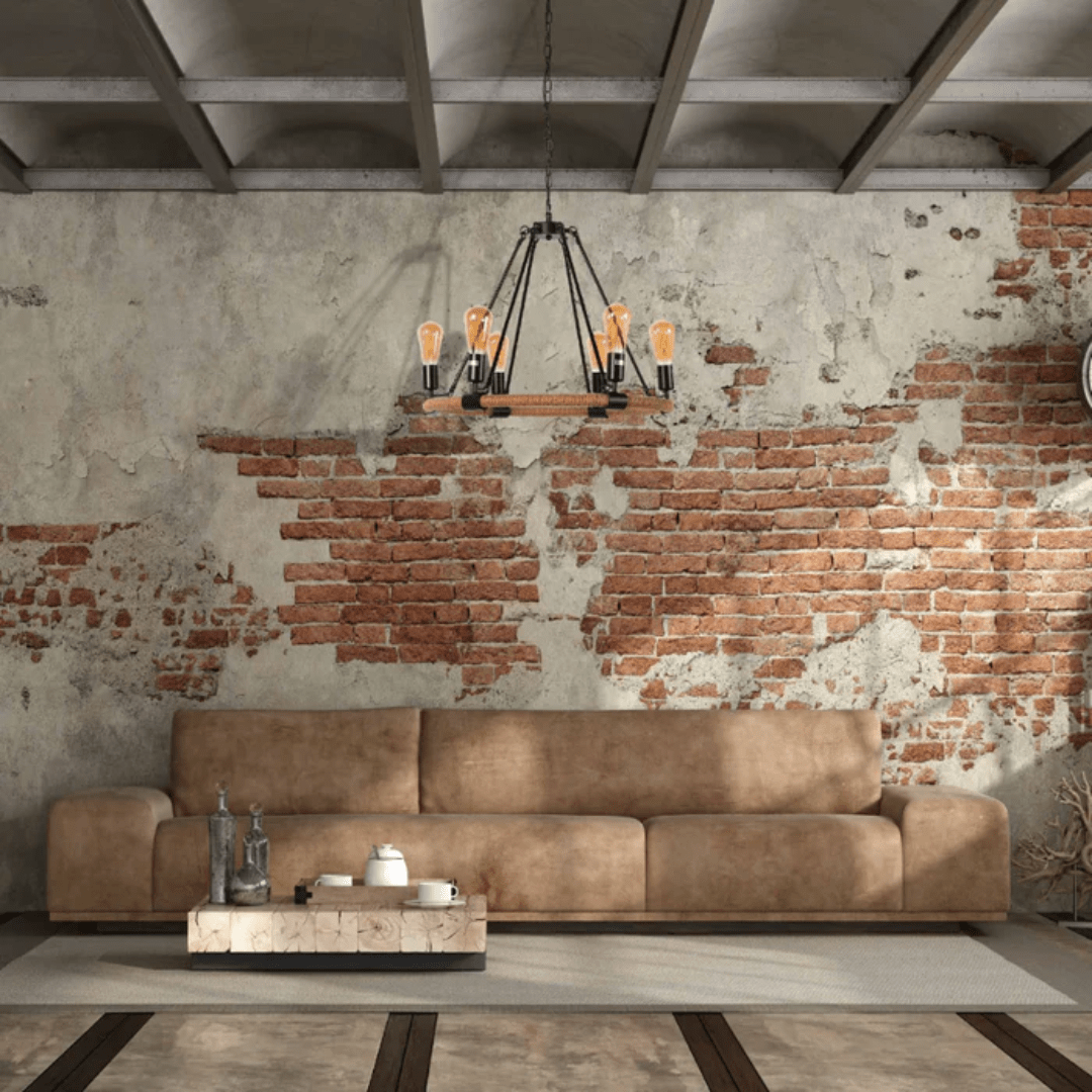 TKLD Pendant & Chandeliers Rustic Charm Jute-Wrapped Circle Chandelier Light - 40W