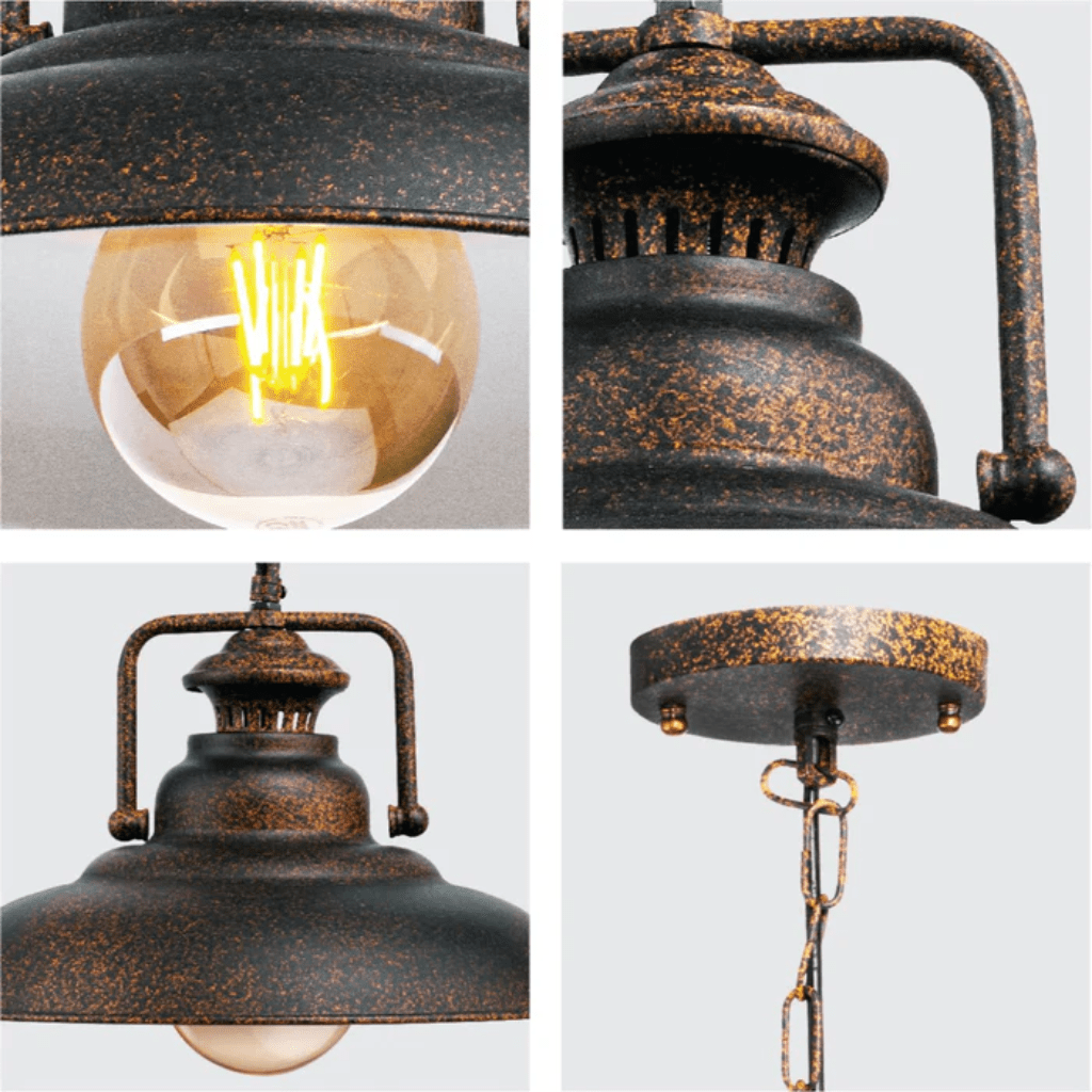 TKLD Pendant & Chandeliers Rusty Brown Dome Industrial Jumbo Metal E27 Ceiling Pendant Light