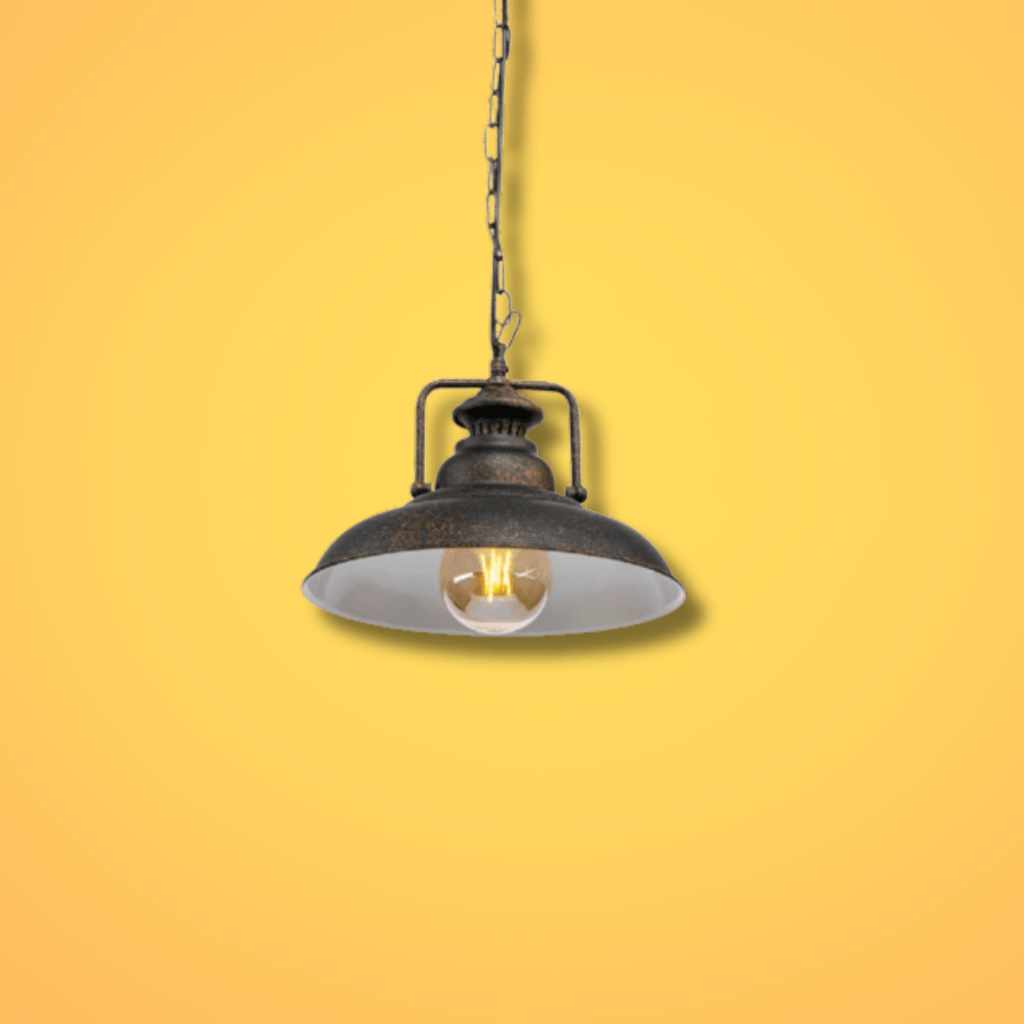 TKLD Pendant & Chandeliers Rusty Brown Dome Industrial Jumbo Metal E27 Ceiling Pendant Light