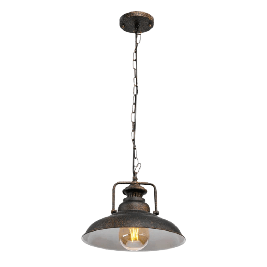 TKLD Pendant & Chandeliers Rusty Brown Dome Industrial Jumbo Metal E27 Ceiling Pendant Light