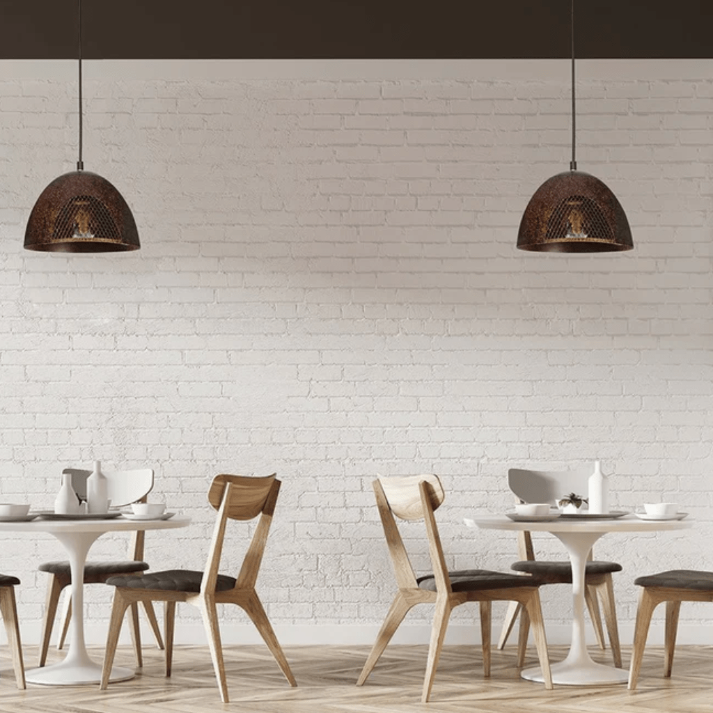 TKLD Pendant & Chandeliers Rusty Brown Metal Dome Pendant Ceiling Light E27 - D220mm/D300mm