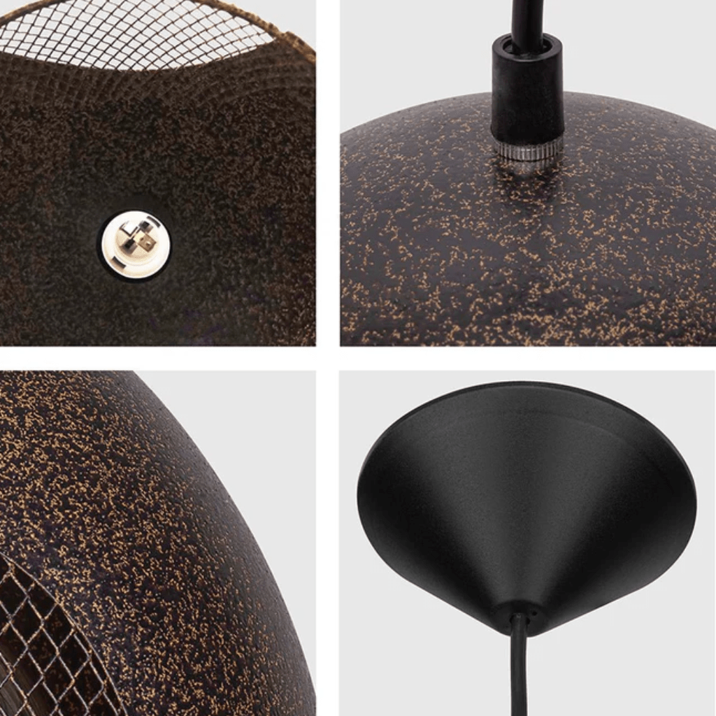 TKLD Pendant & Chandeliers Rusty Brown Metal Dome Pendant Ceiling Light E27 - D220mm/D300mm