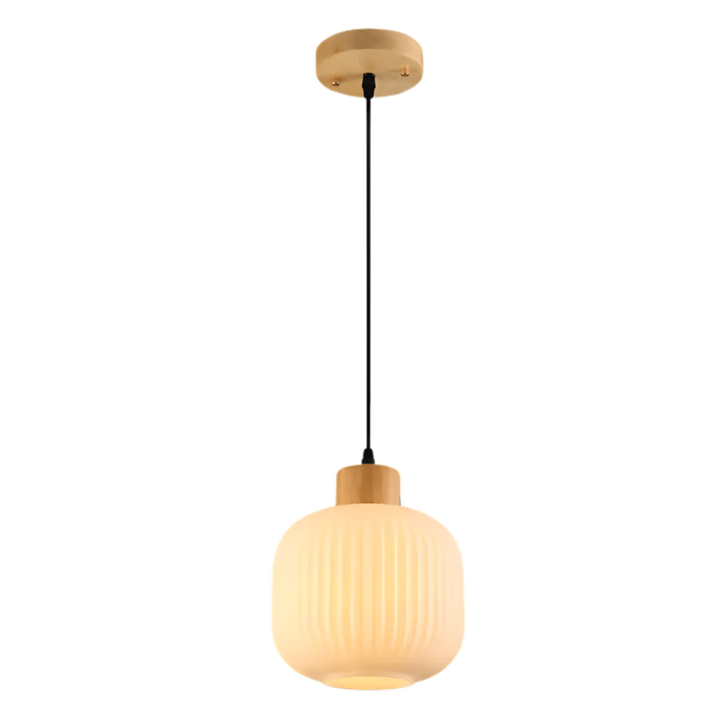 TKLD Pendant & Chandeliers Sawyer Ribbed Fluted Reeded Maloto Lantern Opal Glass Pendant Ceiling - 205mm