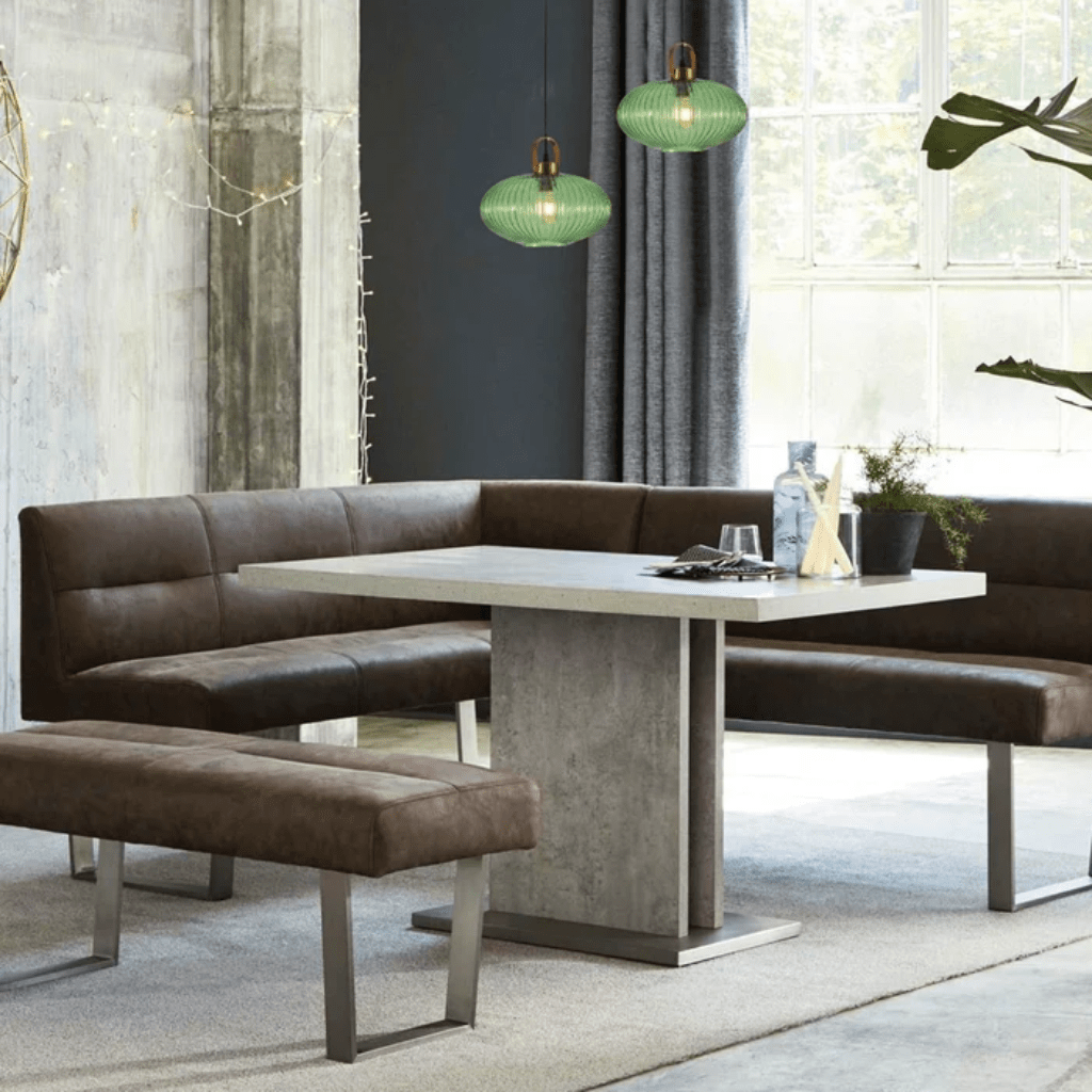 TKLD Pendant & Chandeliers Sawyer Ribbed Maloto Lantern Green Glass E27 Pendant Ceiling Light - 140mm/300mm