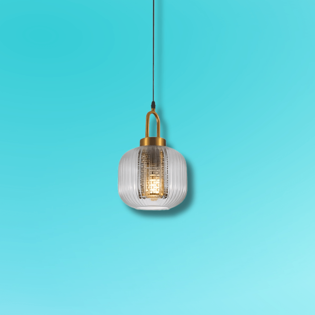 TKLD Pendant & Chandeliers Sawyer Ribbed Reeded Lantern Clear Glass E27 Pendant Ceiling Light - D205mm