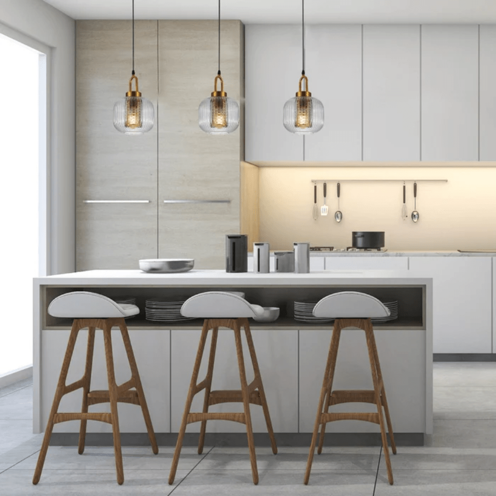 TKLD Pendant & Chandeliers Sawyer Ribbed Reeded Lantern Clear Glass E27 Pendant Ceiling Light - D205mm