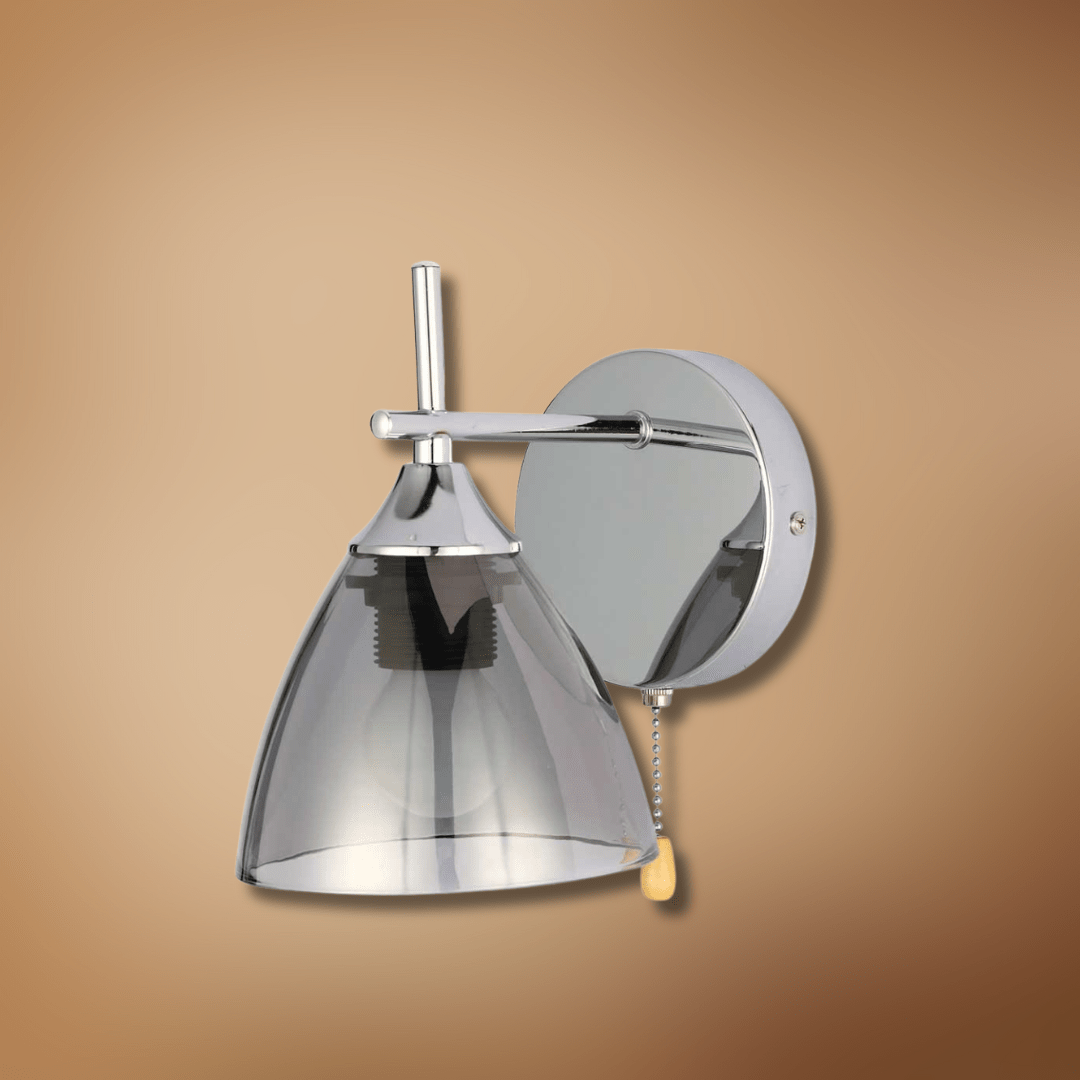 TKLD Pendant & Chandeliers Semi Rounded 1xE27 Smoke+ Chrome Wall Light - 52004