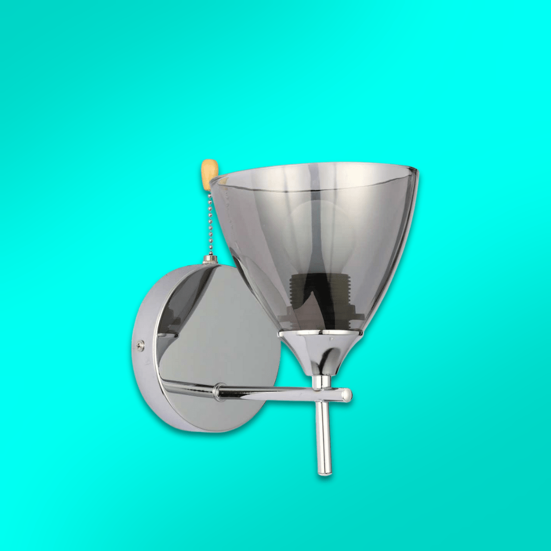 TKLD Pendant & Chandeliers Semi Rounded 1xE27 Smoke+ Chrome Wall Light - 52004