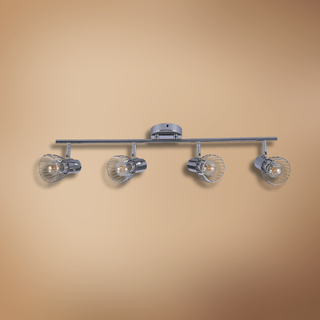 TKLD Wall & Sconce Lights Silver Cage Shade Chrome Body 4 Lamp Semi Flush E14 Ceiling and Wall Light