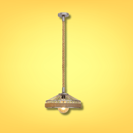 TKLD Pendant & Chandeliers Silvery Grey Metal Hemp Rope Cage  E27 Pendant Ceiling Light