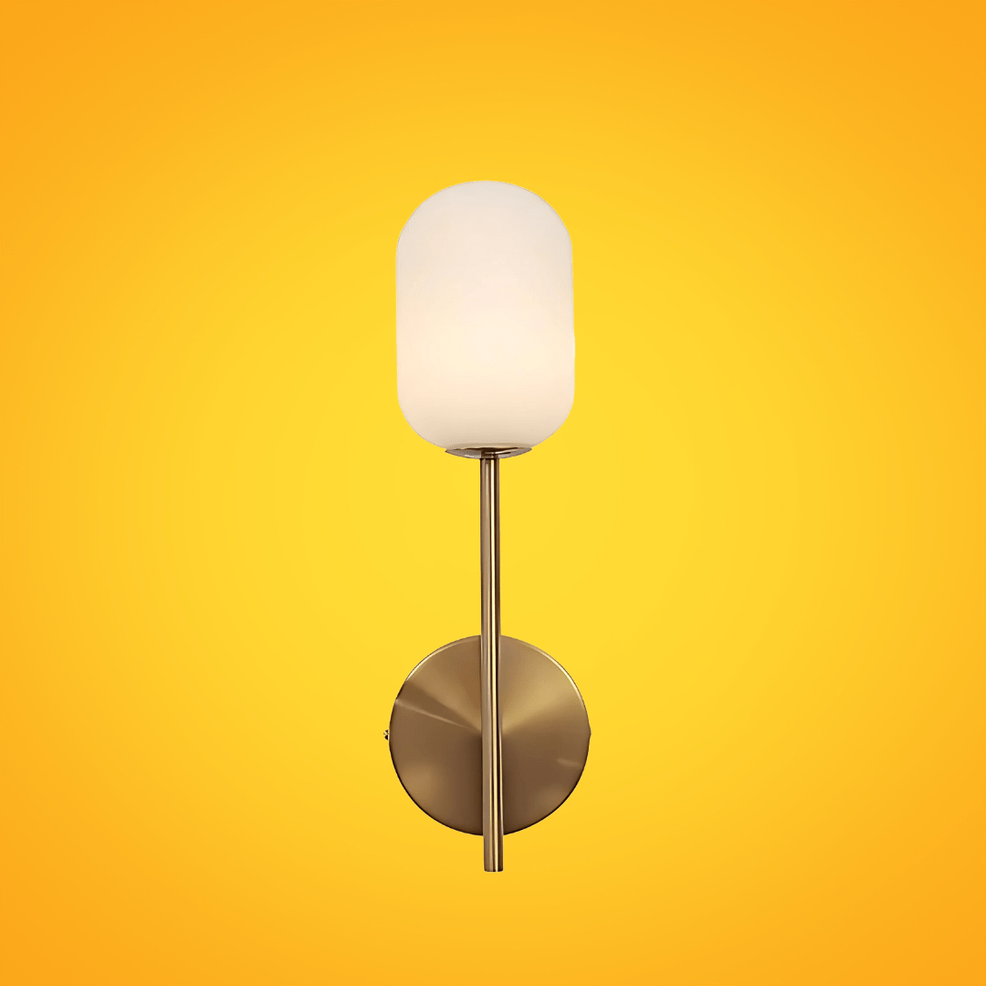TKLD Wall & Sconce Lights Single Lamp Gold Aluminium Bronze Metal Opal Glass Cylinder Wall Light - G9