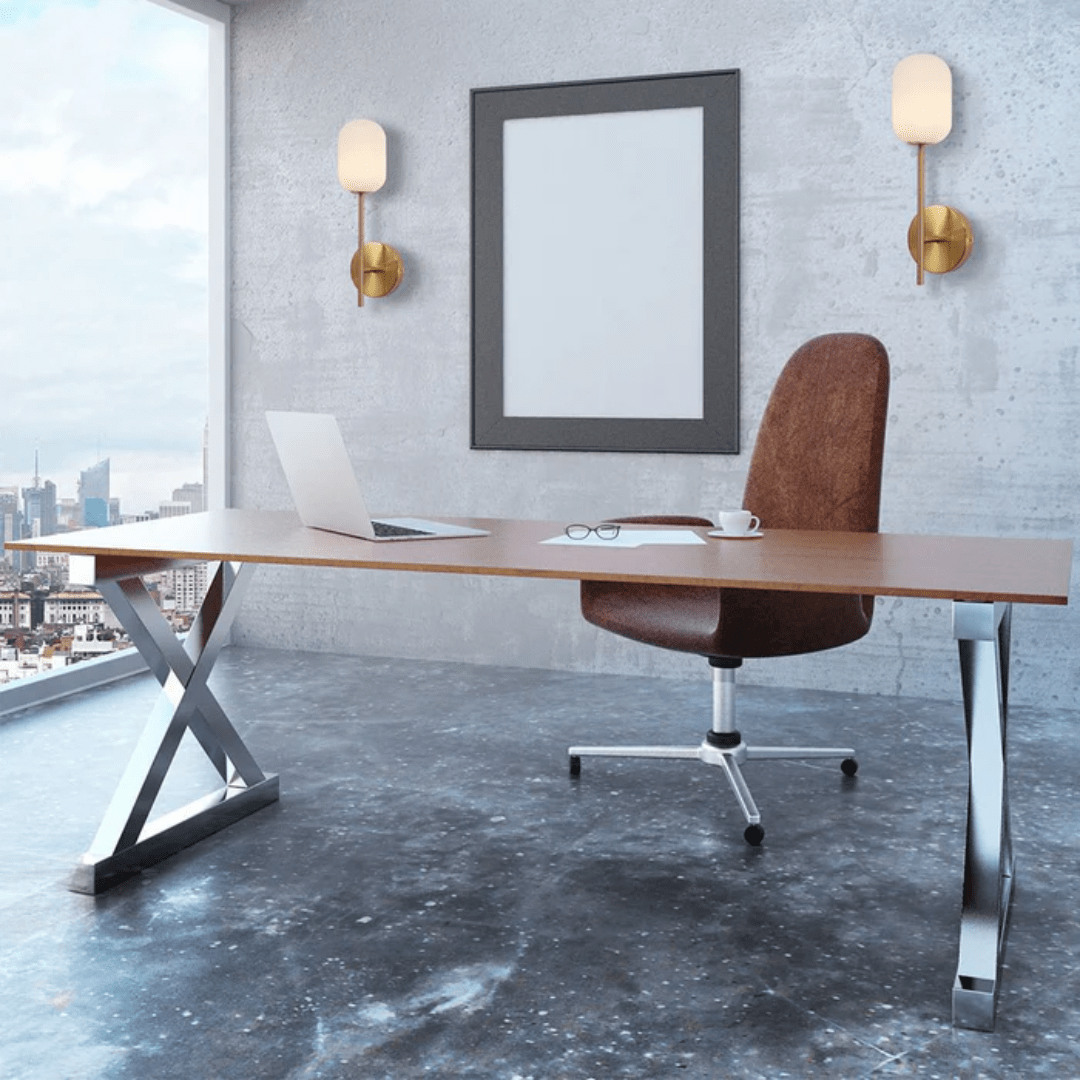 TKLD Wall & Sconce Lights Single Lamp Gold Aluminium Bronze Metal Opal Glass Cylinder Wall Light - G9