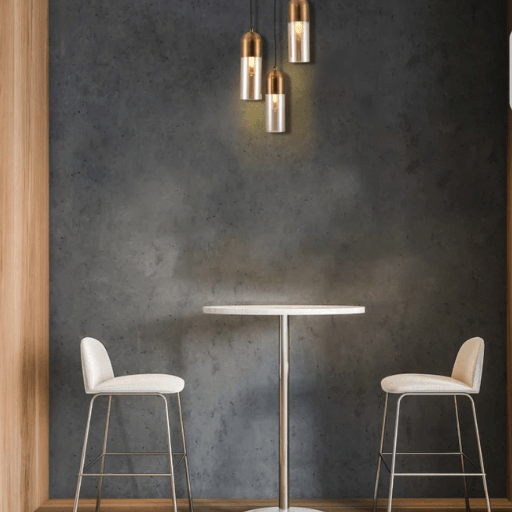 TKLD Pendant & Chandeliers Sleek Amber and Bronze Black Cylinder Pendant Ceiling Light - 3 Lamps