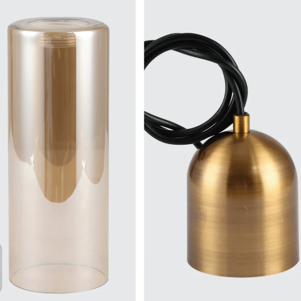 TKLD Pendant & Chandeliers Sleek Amber and Bronze Black Cylinder Pendant Ceiling Light - 3 Lamps