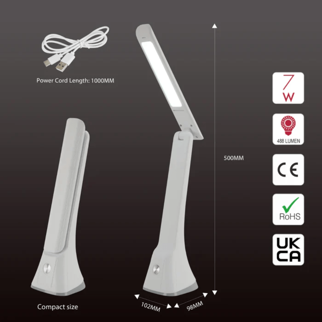 TKLD Table & Floor Lamps Sleek Foldable LED Desk Lamp with Touch Control - 7W