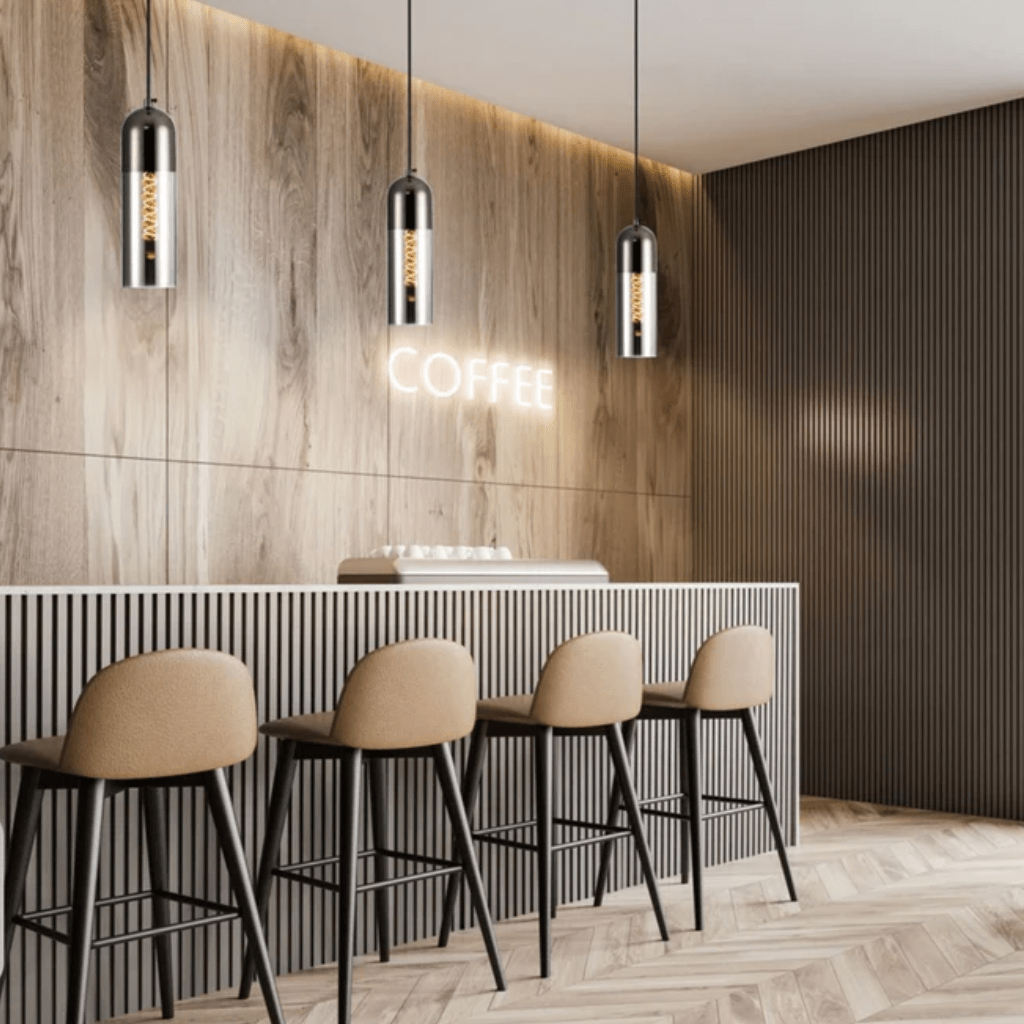 TKLD Pendant & Chandeliers Sleek Smoky and Pearl Black Cylinder Pendant Ceiling Light