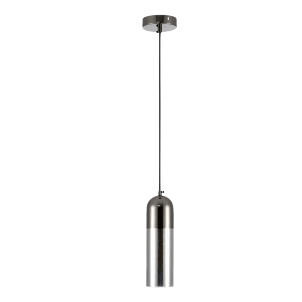 TKLD Pendant & Chandeliers Sleek Smoky and Pearl Black Cylinder Pendant Ceiling Light