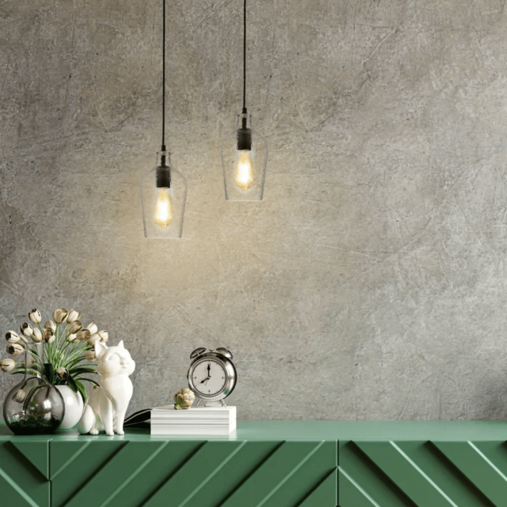 TKLD Pendant & Chandeliers Small Clear Vase Silhouette Textured Schoolhouse Pendant Ceiling Light