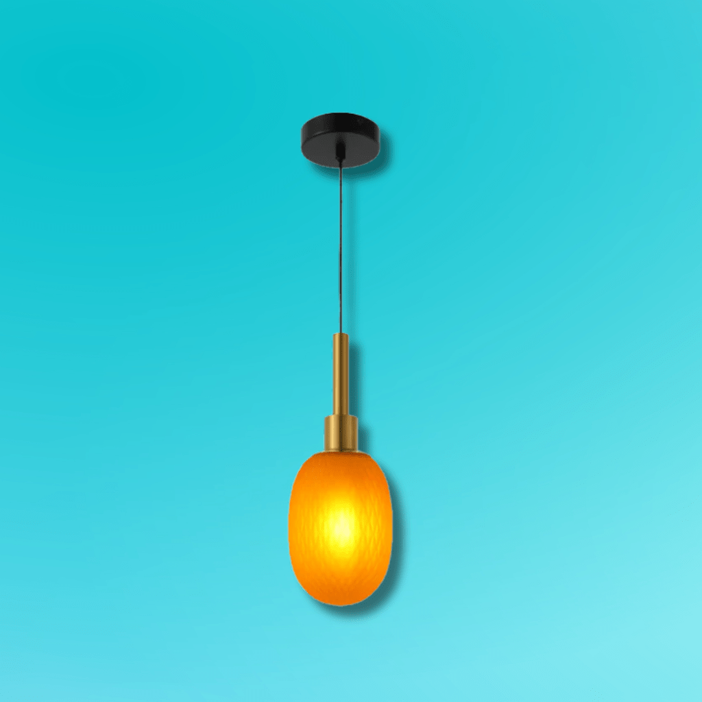TKLD Pendant & Chandeliers Small Opalescent Ellipsoid Pendant Light with Gold Detail - Smoky/Opal/Amber