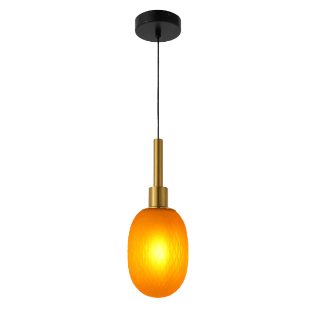 TKLD Pendant & Chandeliers Small Opalescent Ellipsoid Pendant Light with Gold Detail - Smoky/Opal/Amber