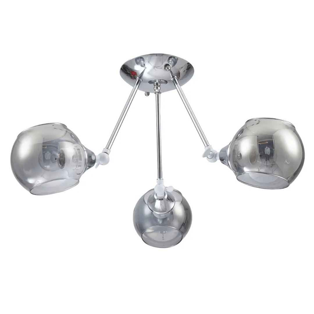 TKLD Ceiling Lights Smoky 3 Lamp Cut-Out Globe Glass Semi Flush Ceiling Light - 40W