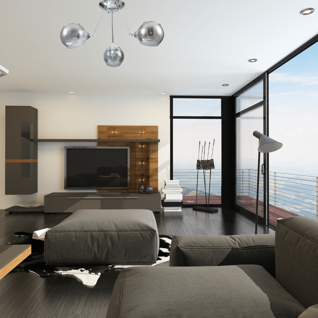 TKLD Ceiling Lights Smoky 3 Lamp Cut-Out Globe Glass Semi Flush Ceiling Light - 40W