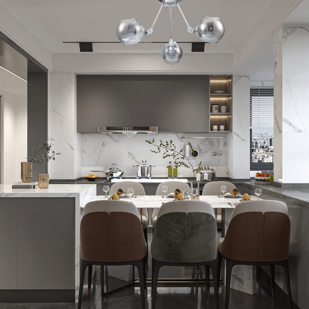 TKLD Ceiling Lights Smoky 3 Lamp Cut-Out Globe Glass Semi Flush Ceiling Light - 40W