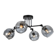 TKLD Ceiling Lights Smoky 4 Lamp Glass Black and Chrome Semi Flush Ceiling Light - 60W