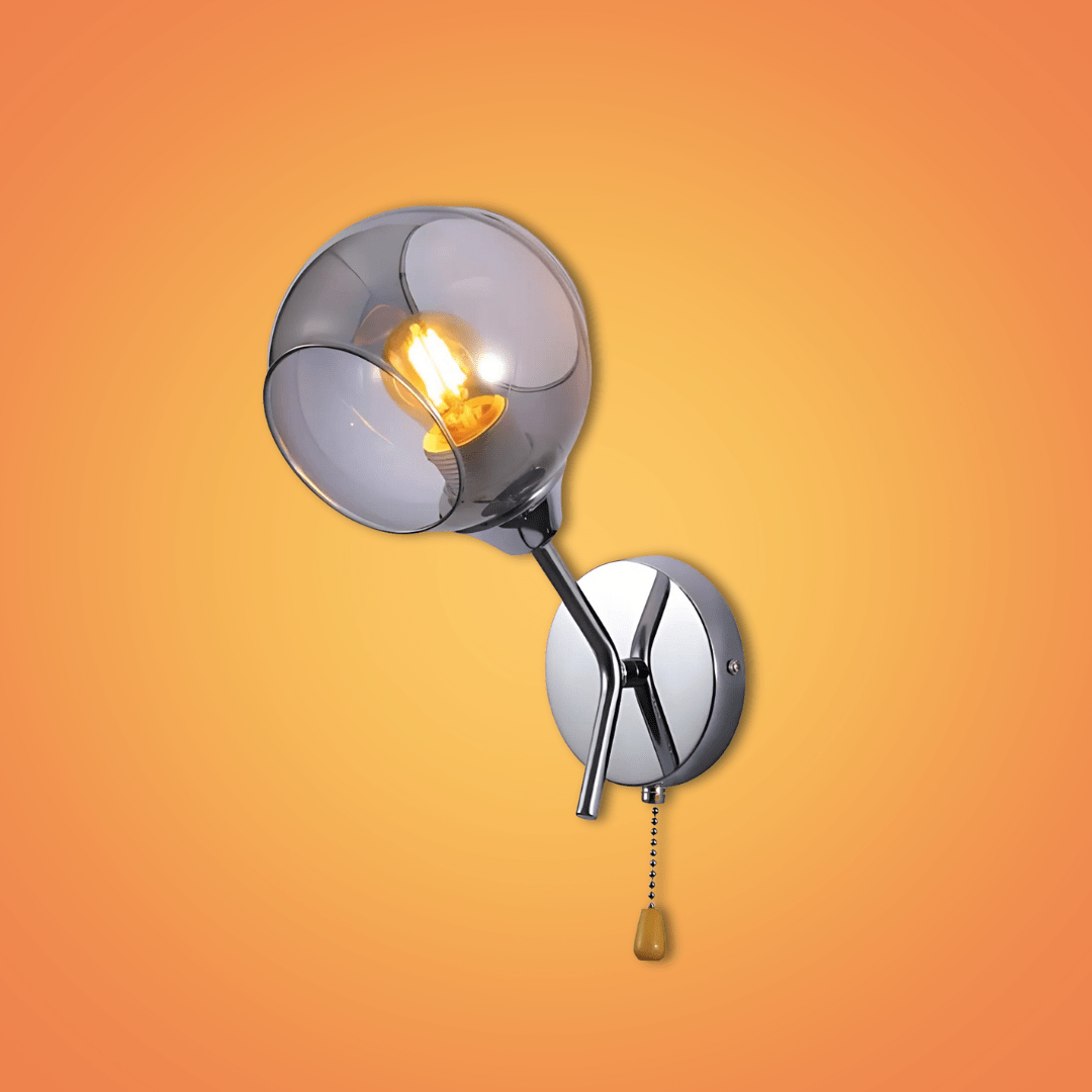 TKLD Wall & Sconce Lights Smoky Barrel Glass Chrome Metal Body Sputnik Modern Wall Light - 60W