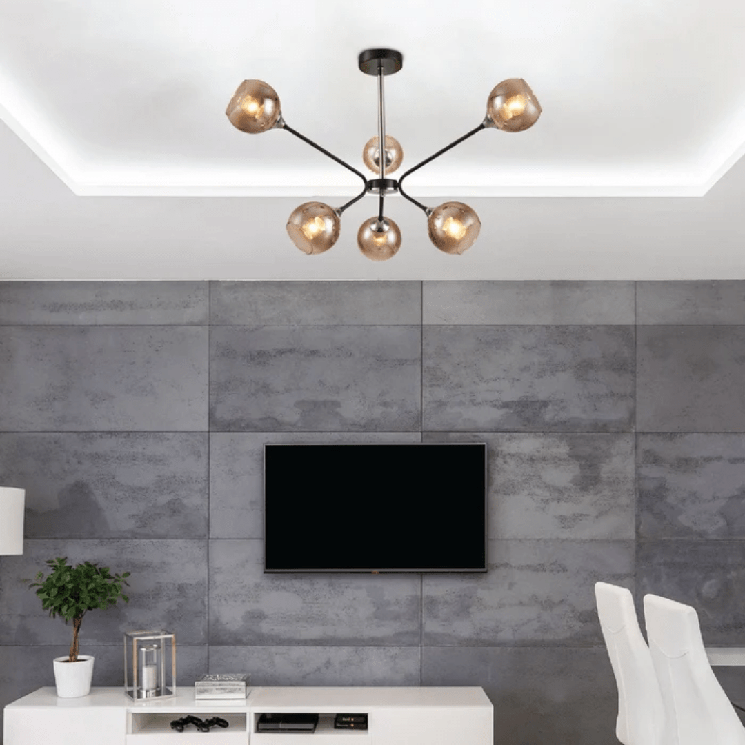 TKLD Ceiling Lights Smoky Cone 6 Lamp Glass Molecule Modern Ceiling Light - 60W