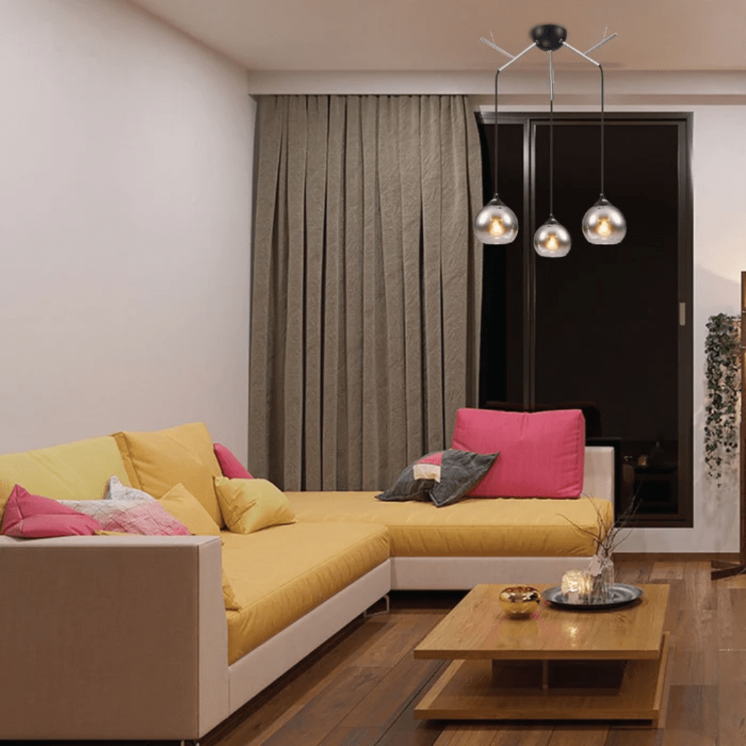 TKLD Pendant & Chandeliers Smoky Dome Glass Chrome Modern Ceiling Light - 40W