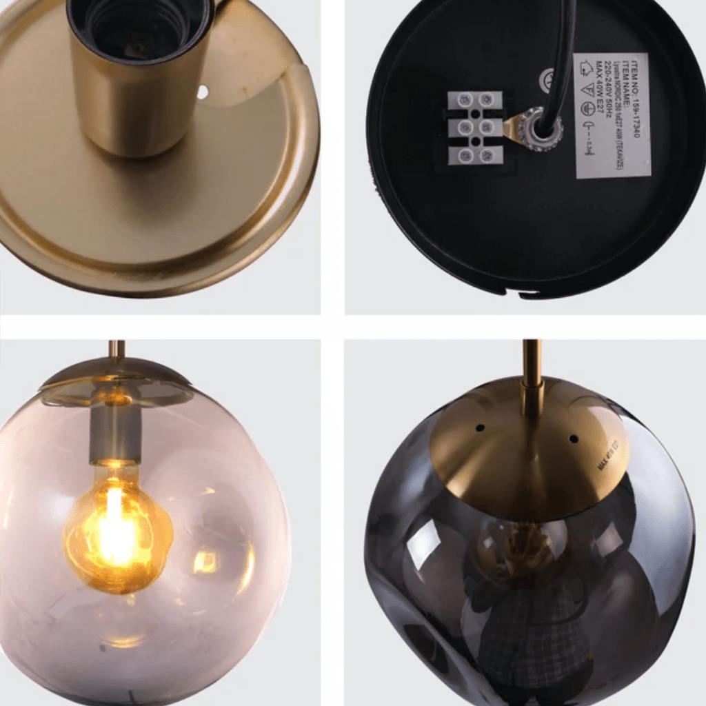 TKLD Pendant & Chandeliers Smoky Glass Crater E27 Pendant Ceiling Light