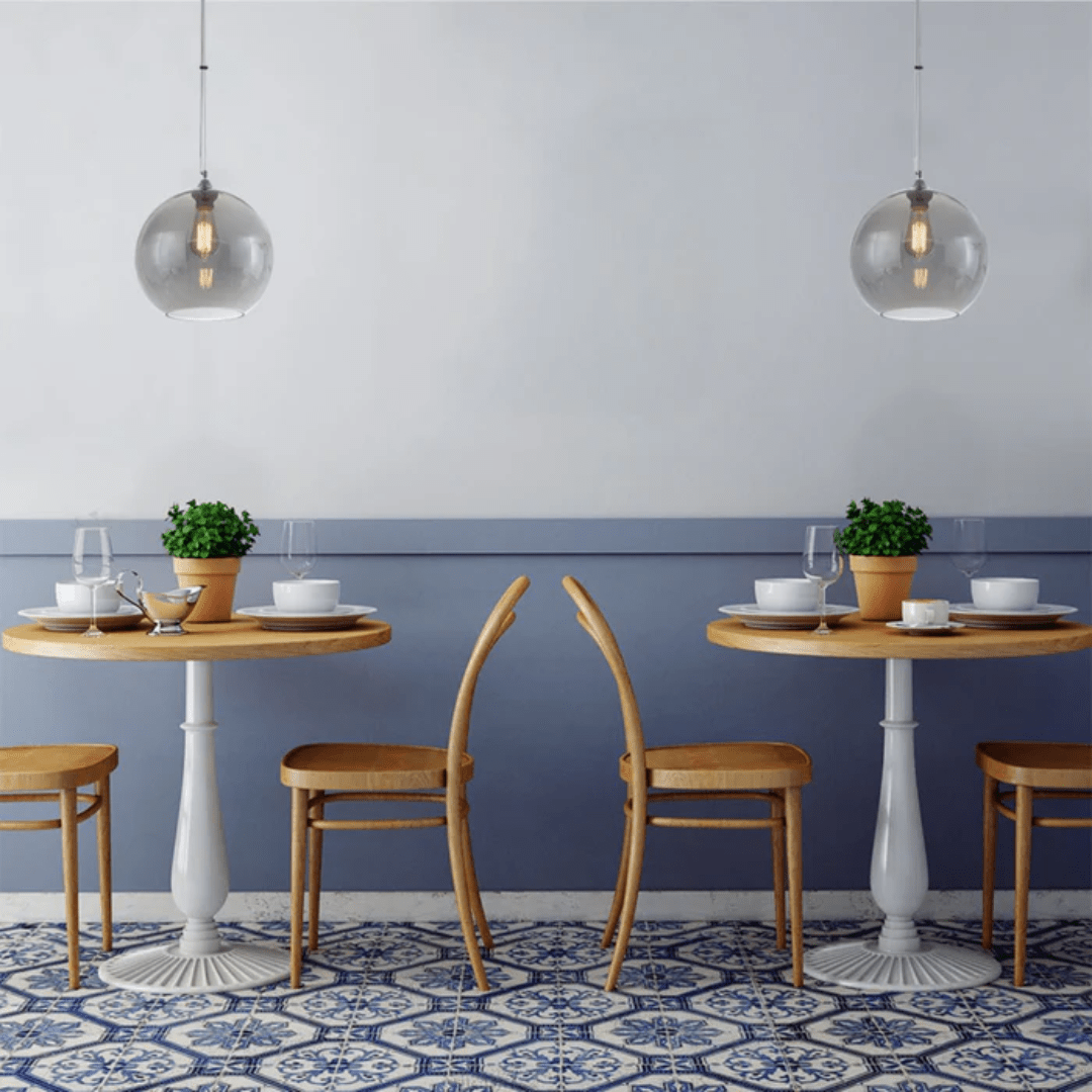 TKLD Ceiling Lights Smoky Glass India Globe Pendant Ceiling Light - 40W