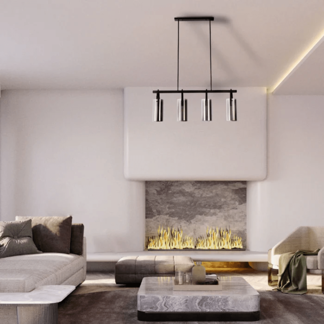 TKLD Pendant & Chandeliers Smoky Glass Linear Adjustable Drop Chandelier Light - 40W