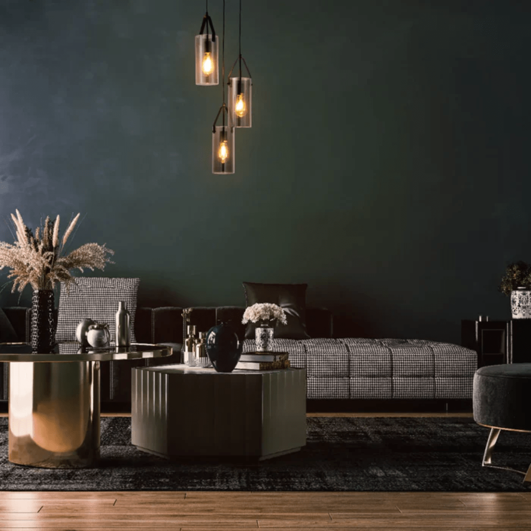 TKLD Pendant & Chandeliers Smoky Glass Round Adjustable Drop Chandelier Light - 40W