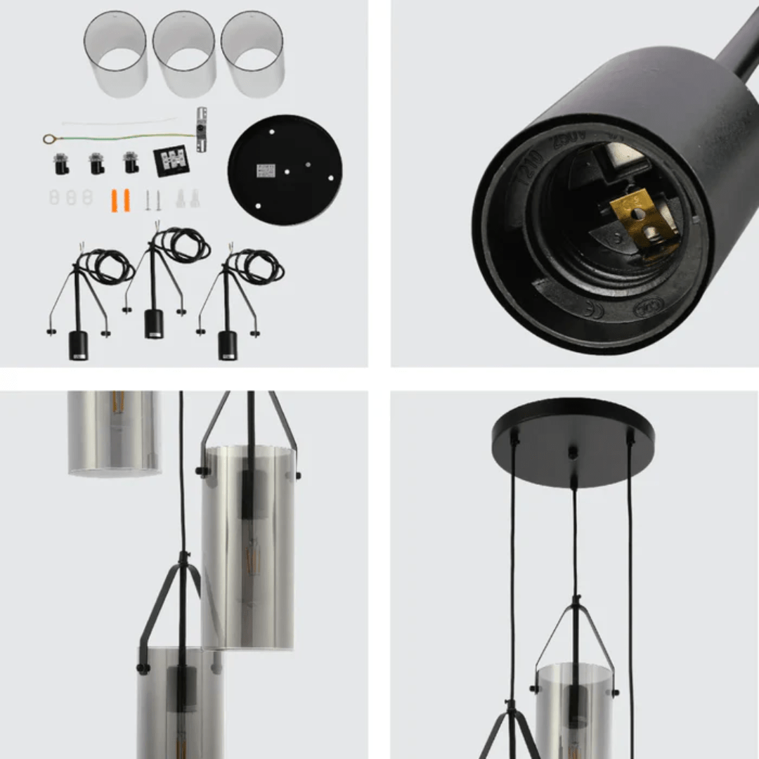 TKLD Pendant & Chandeliers Smoky Glass Round Adjustable Drop Chandelier Light - 40W