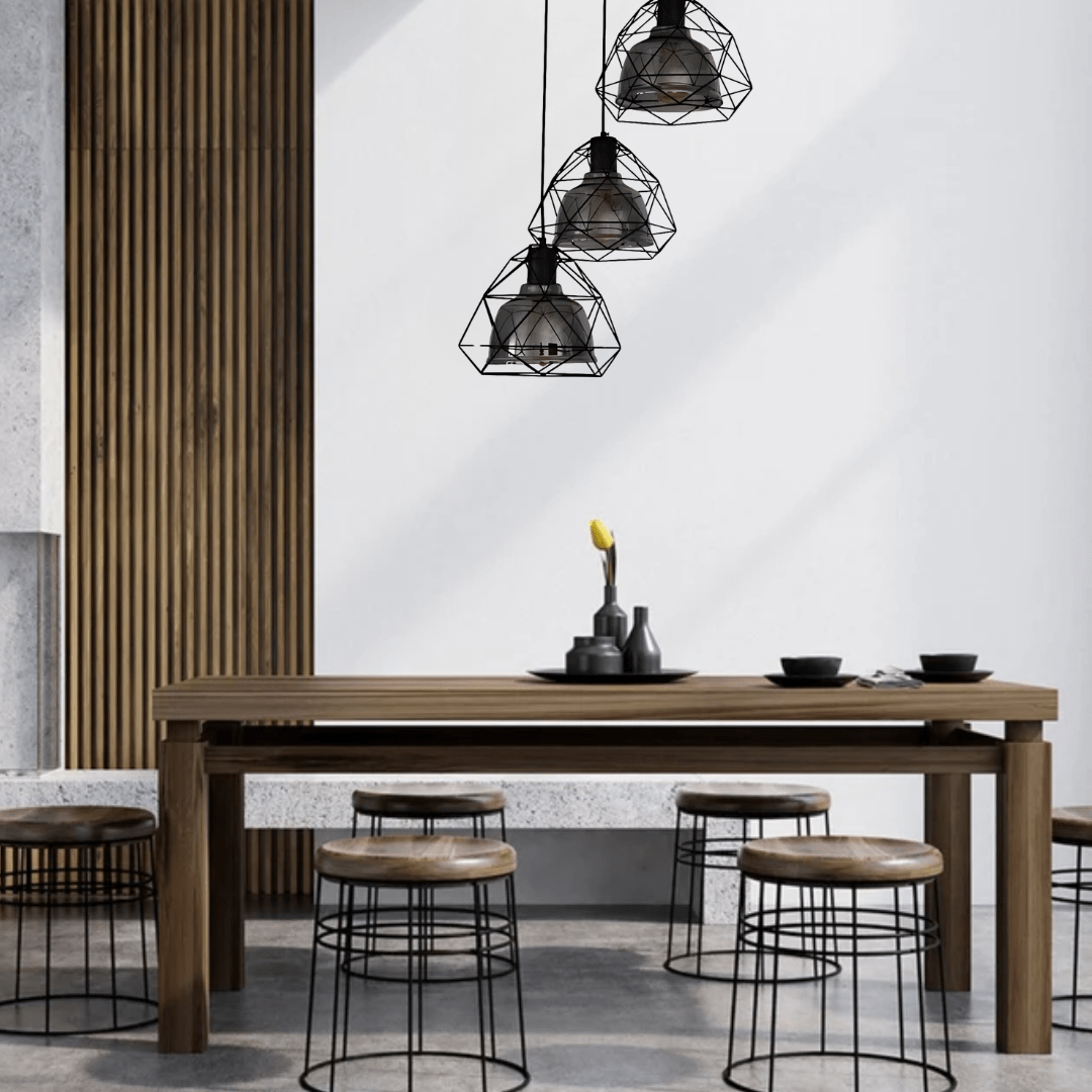 TKLD Pendant & Chandeliers Smoky Or Copper 3 Lamps Glass Metal Cage Pendant Ceiling Light - 40W