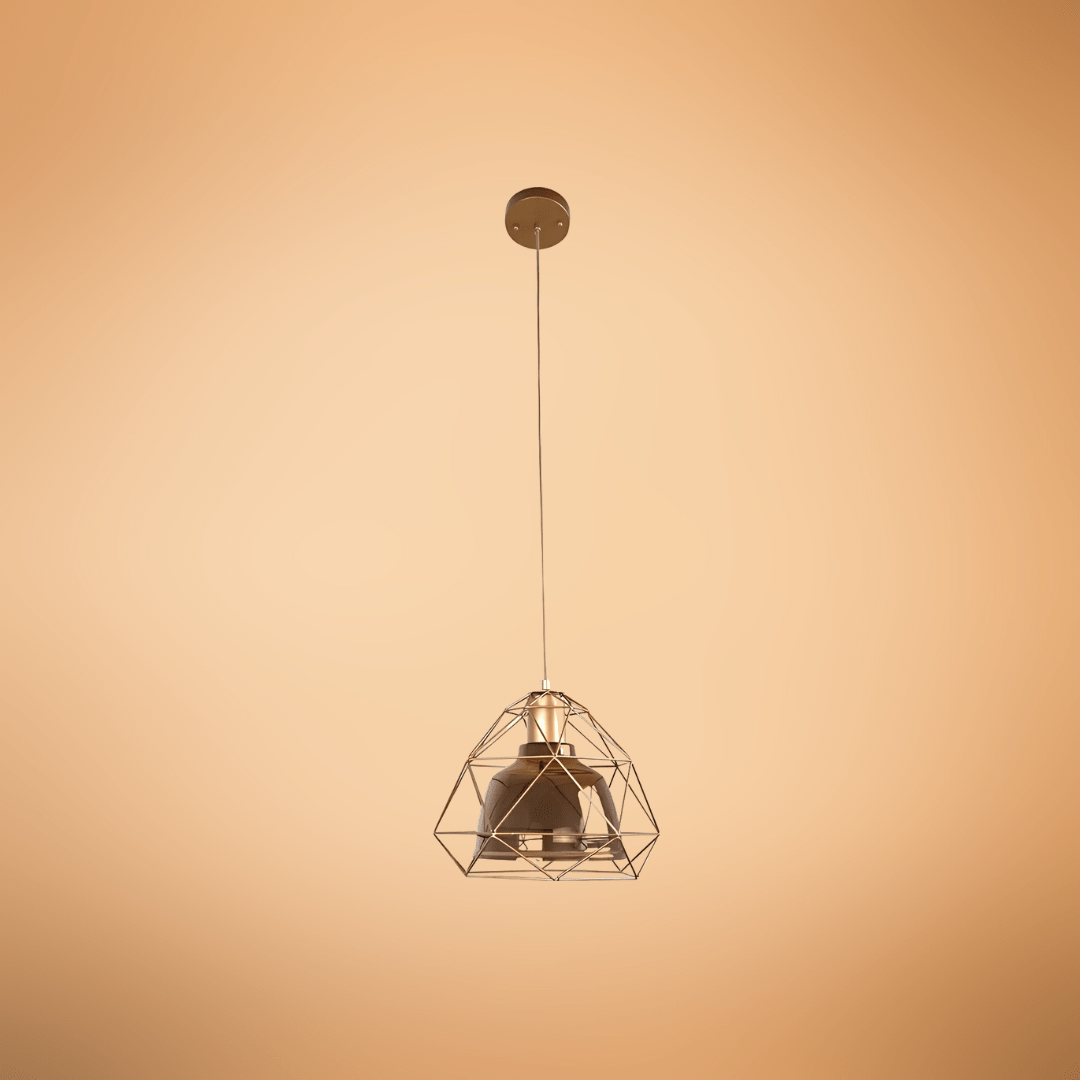TKLD Pendant & Chandeliers Smoky Or Copper Glass Dome Metal Cage Pendant Ceiling Light - 40W
