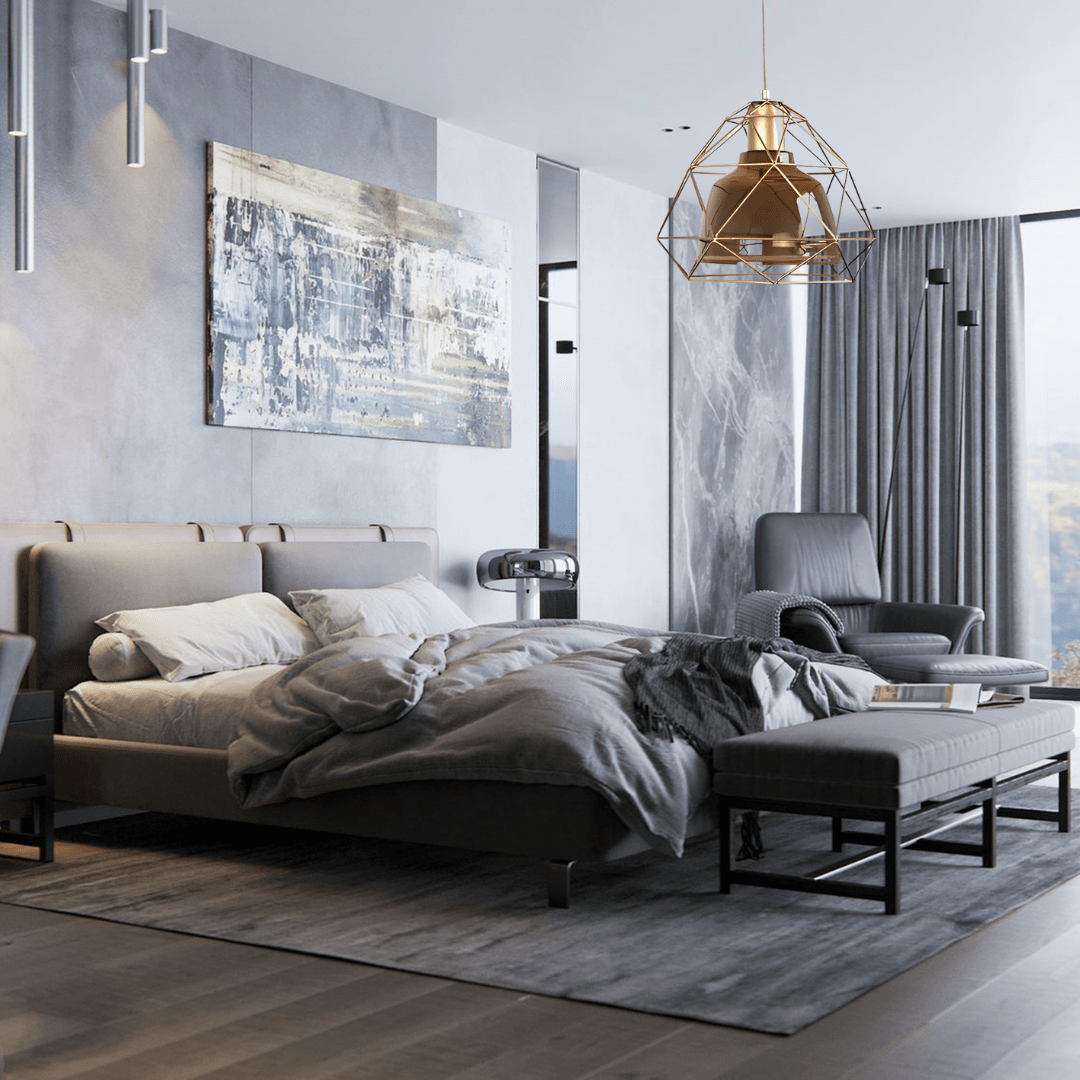 TKLD Pendant & Chandeliers Smoky Or Copper Glass Dome Metal Cage Pendant Ceiling Light - 40W