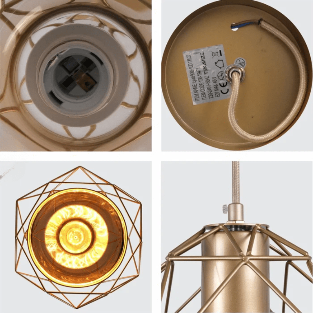 TKLD Pendant & Chandeliers Smoky Or Copper Glass Dome Metal Cage Pendant Ceiling Light - 40W